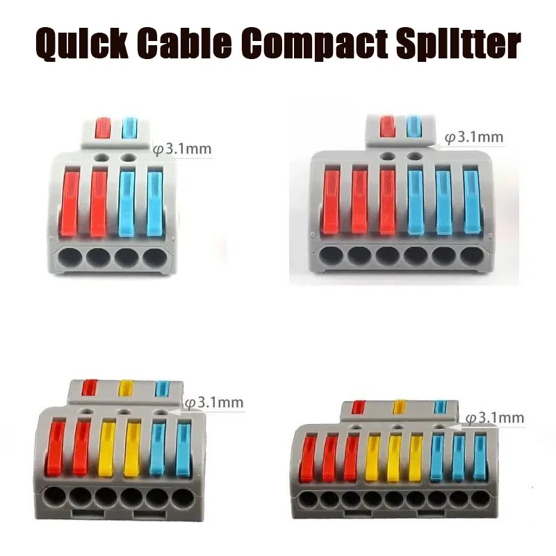 

1 Piece Quick Cable Compact Splitter Push-in Wire Connector Universal Conductor with Lever Terminal Block Fast Conector Home