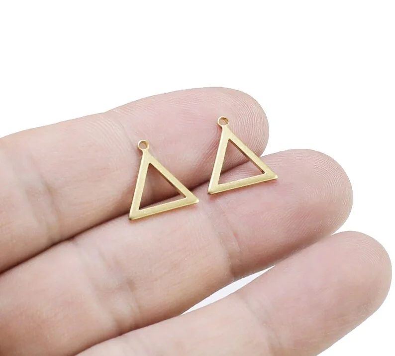 50pcs Triangle Charm, Brass Charm For Jewelry Making, Earring Connector, Geometric Brass Findings, 12.9x12.7mm R113