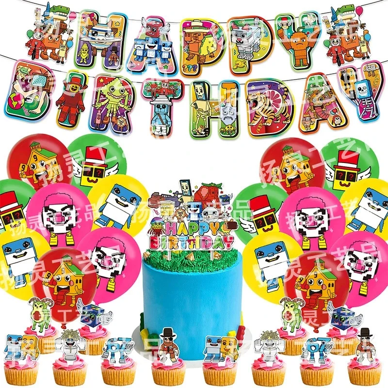 Steal a Brainrot Birthday Party Decor Banner Cake Toppers Picks Balloons Set For Horror Fans Teens Spooky Halloween Table Decor