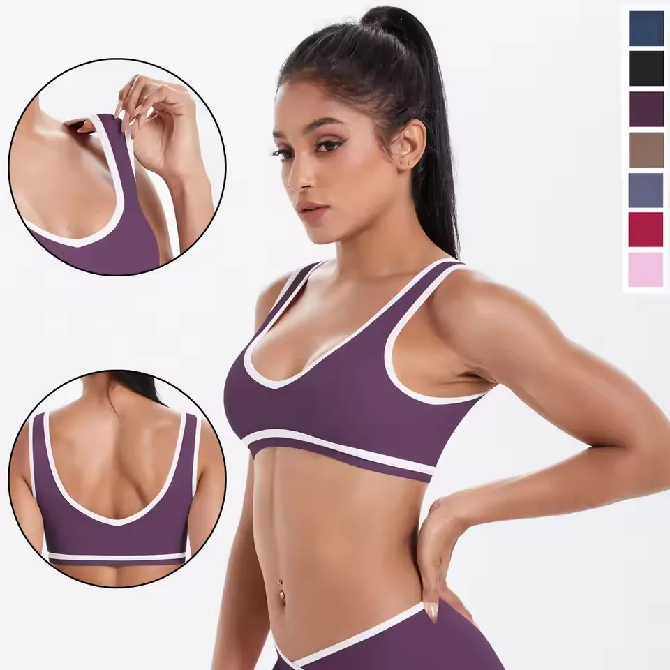 حمالة صدر لليوجا للنساء للتمرين، مقاومة للصدمات، مثيرة من النايلون للنساء، حمالة صدر للياقة البدنية واليوجا والجيم والتنس والجري وركوب الدراجات، قطع علوية قصيرة #1