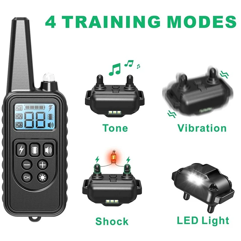 Electric Anti Barking Training Dog Collar Rechargeable Waterproof Control Collar for Dogs Remote Control 800m Training Equipment