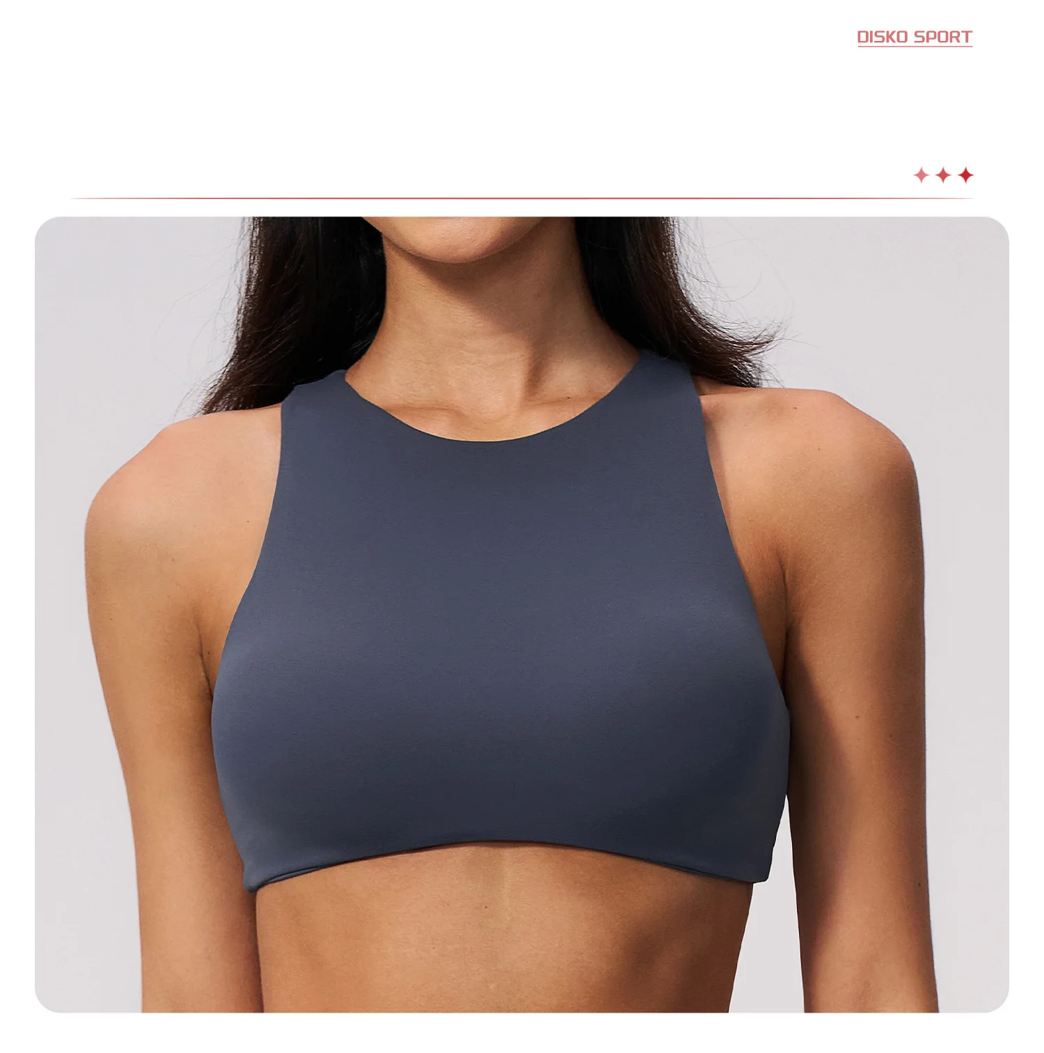 Damen Sport-BH mit Rückenausschnitt, Stoßdämpfend, Push-Up, Schnelltrocknend, Einfarbig, für Fitness, Laufen und Yoga – Detail 2