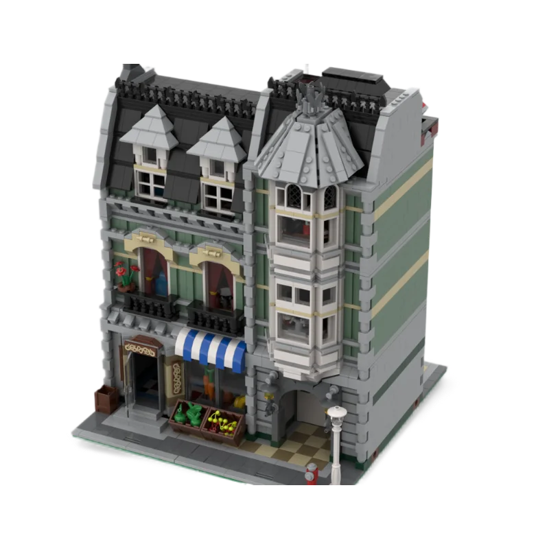 Creative City Street View Green Grocer MOC Building Blocks Architettura Scena Tecnologia Mattoni fai da te Modello Giocattolo Regali di Natale