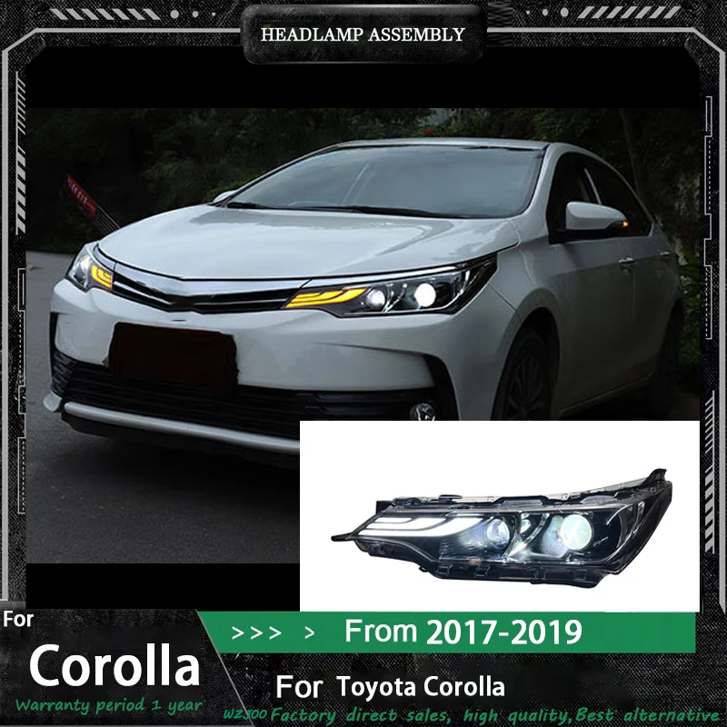 

Автомобильные светодиодные фары для Toyota Corolla 2017-2019, новый стиль, полностью светодиодные фары в сборе, обновление объектива проектора, аксессуары