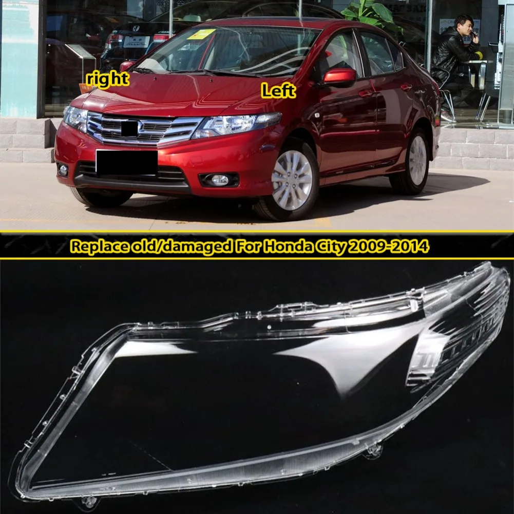 

Headlight Cover Lens For Honda City 2009 2010 2011 2012 2013 Headlamp Transparent Lampshade Shell Masks Plexiglass