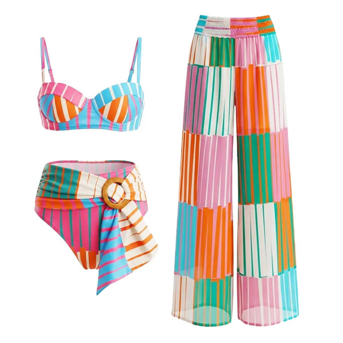 2 Piece Sets Swimwear And Panst Sexy Swimsuit Women Summer Bathing Suit Bikini Set Beach Cover Up Swimming Suit Купальник