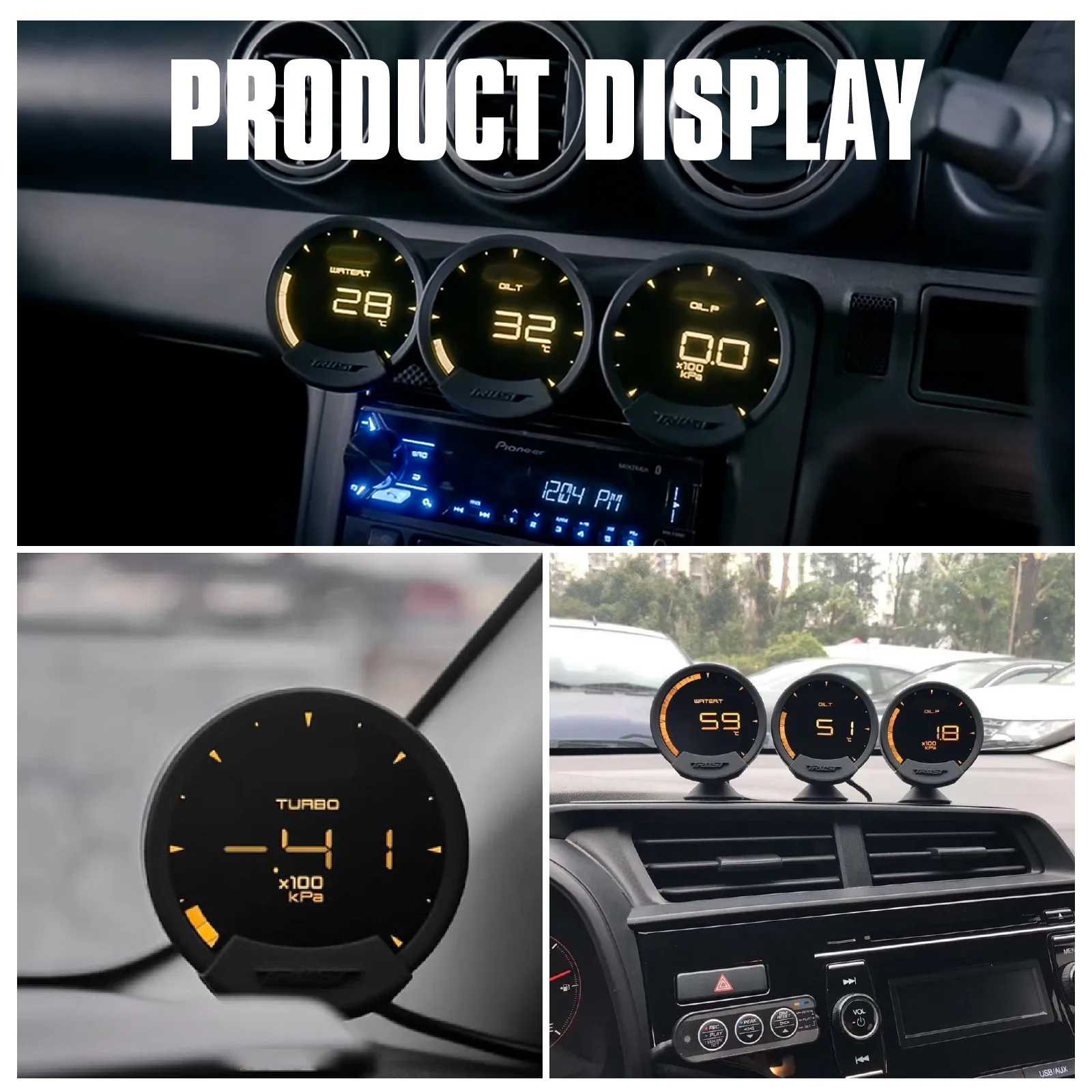 GReddi Sirius Boost Gauge Turbo Speed Volt Water Oil Temp Fuel Pressure RPM Air Fuel Ratio Gauge Kit  Exhaust Meter with Sensor