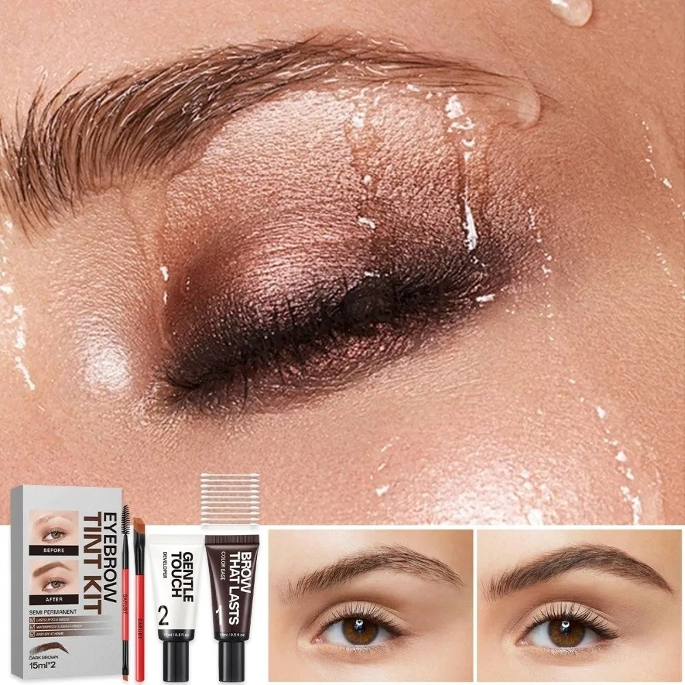 New Long Last Effect Eyebrow Tint Kit Waterproof Sweat-proof Semi Permanent Brow Tint Natural Brow Kit Gifts