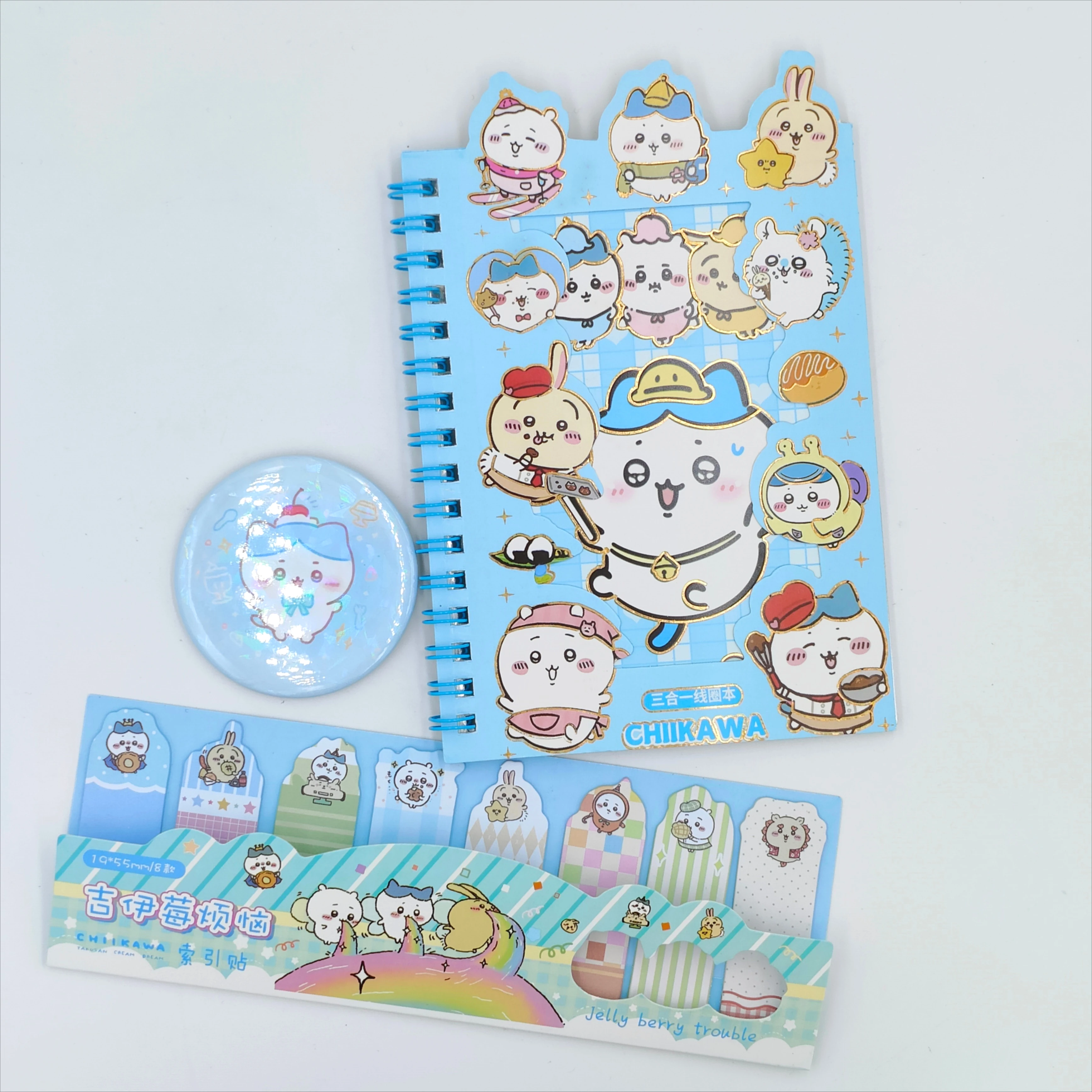 

Cute Chiikawa Hachiwera Blue Learning Set Notebook Index Sticker Badge in Stock for Friends for Children Gift Nagano