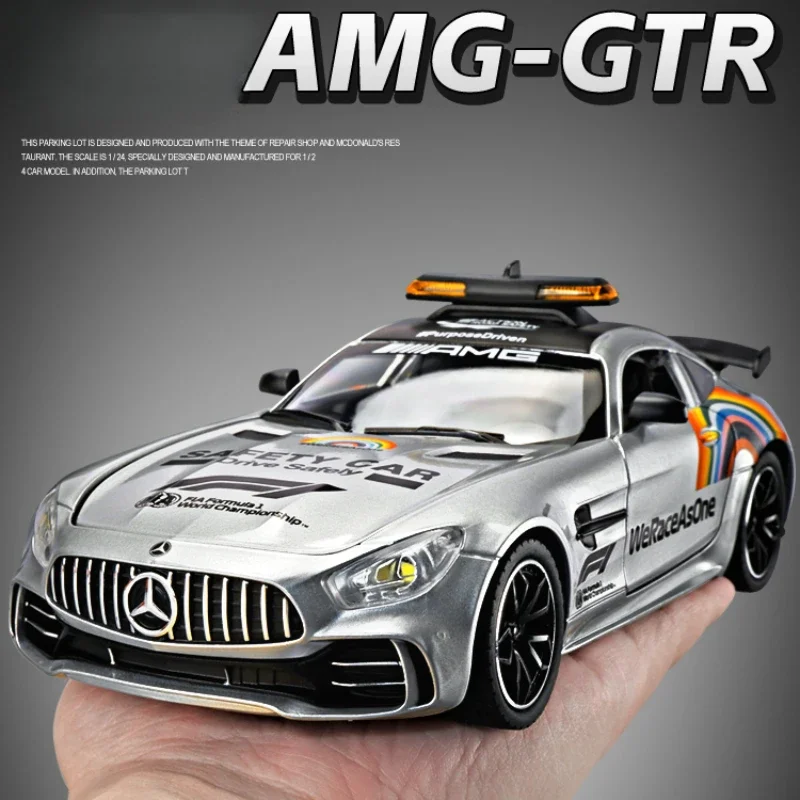 1:24 Benz GTR F1 Safety Car Alloy Model Collection Miniature Voiture Sound Light Children Boy Diecast Metal Vehicle Toy Boy