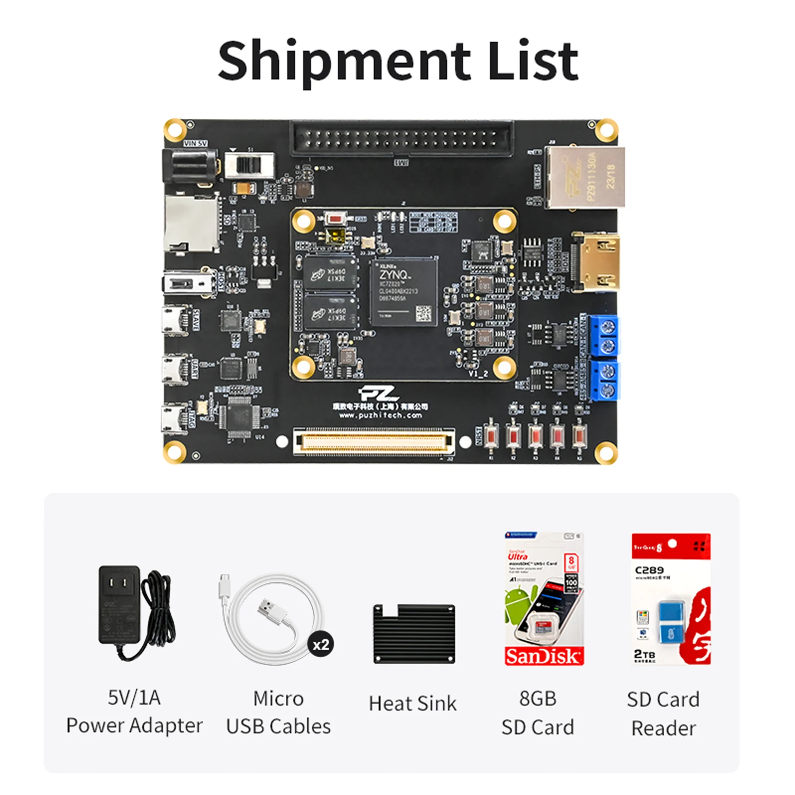 Placa de desenvolvimento Puzhi PZ7010S PZ7020S-KFB FPGA Xilinx ZYNQ7000 XC7Z010 XC7Z020 Kit de avaliação HDMI USB