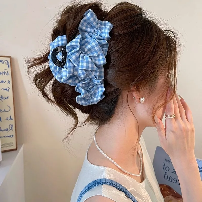 Summer grab Purple Plaid Hair Clip Shark claw Hair Accessories for Women large hair claw and clips