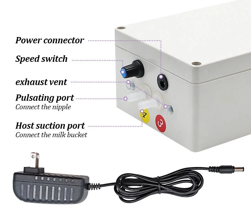 Machine à traire portable de haute qualité, à piles rechargeables, avec vitesse de pulsation réglable, 10L