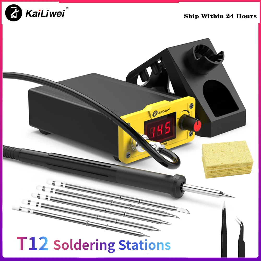 

Kailiwei T12 Digital Adjustable Temperature Soldering Station Portable LCD BGA Rework Station With Welding Iron Tip Repair Tools