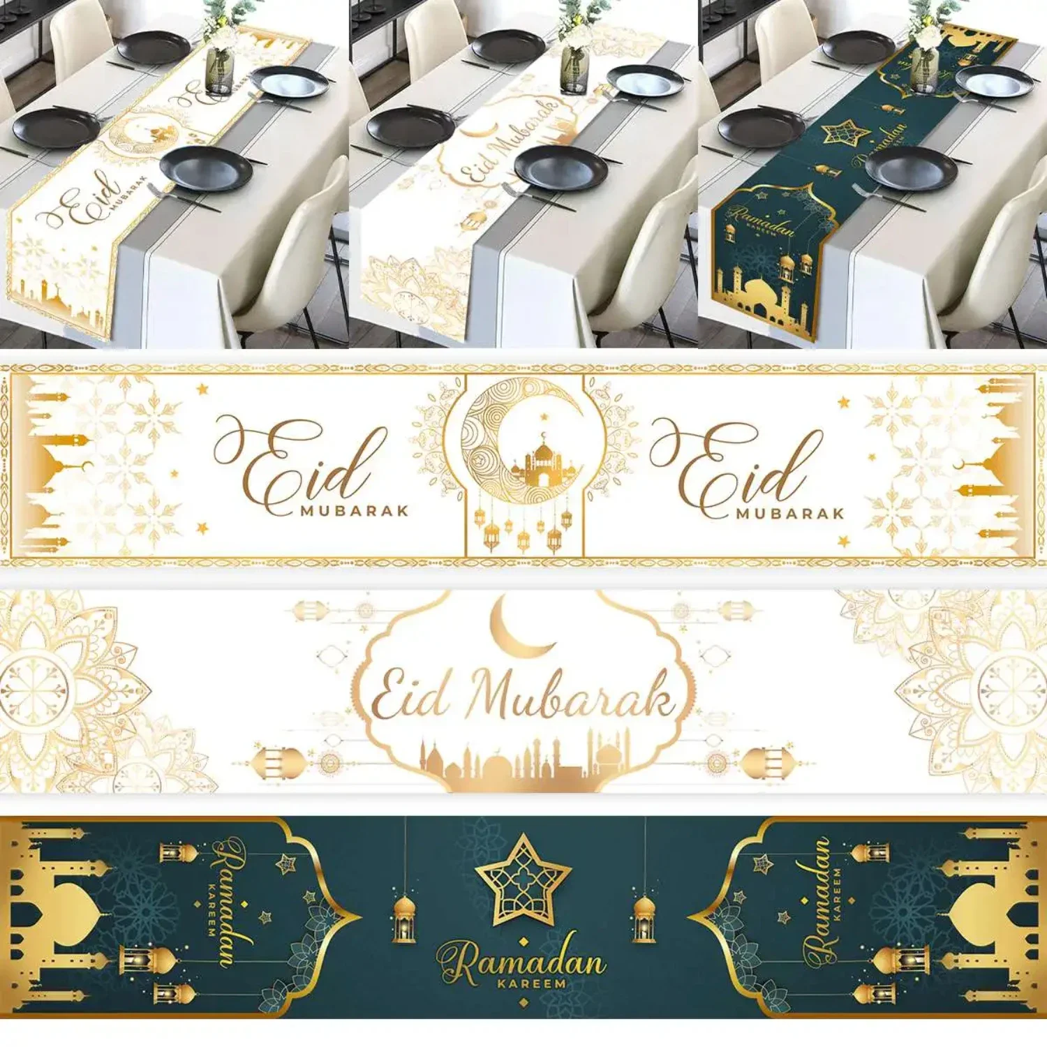 Stunning and Elegant Table Runner to Celebrate Ramadan Kareem and Make Your EID Mubarak Celebration Memorable - Beautiful Islami