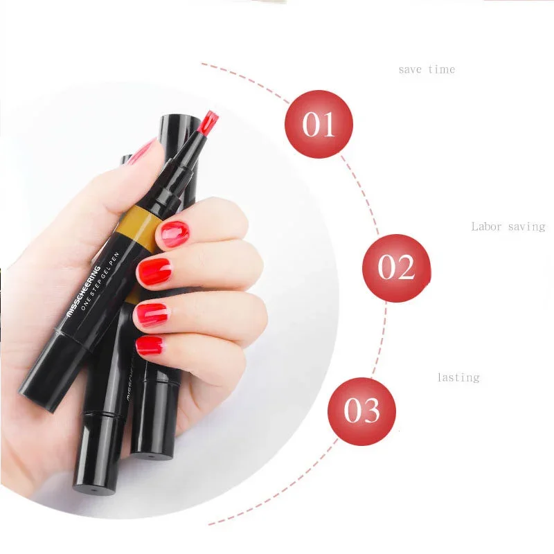 New One Step Nail Gel Polish Pen 3 In 1 Varnish Gellak No Need Base or Top Coat Long Lasting Nail Art Hybrid UV Gel Lacquer