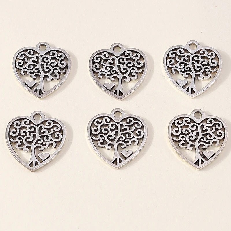 

20pcs 22x22mm Cute Alloy Love Heart Tree Charms Pendants for Jewelry Making Drop Earrings Necklaces Bracelets DIY Craft Supplies