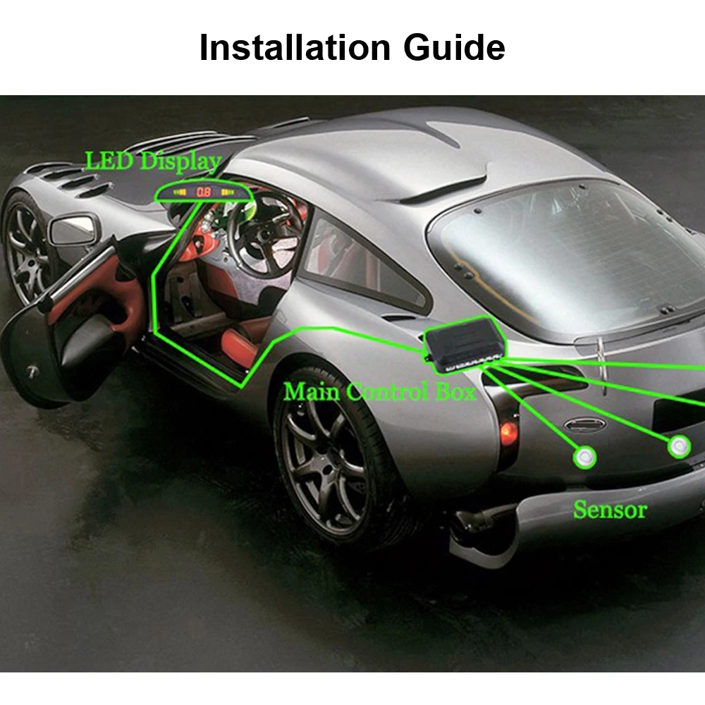 Car Parking Sensor Kit Car Distance Detection System 2.5m Distance Monitor 4 Sensors Buzzer LCD Diplay Reverse Backup Radar 12V