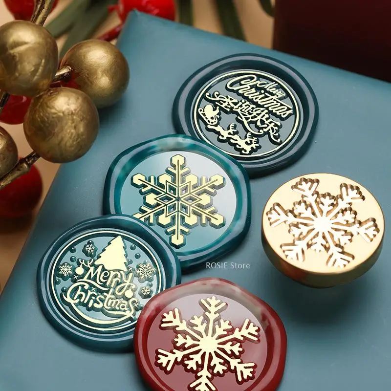 Snowflake Wax Seal Stamp Scrapbook Brass Stamp Replacement Head Elk Christmas Tree Seal Decoration Christmas Gift Decoration