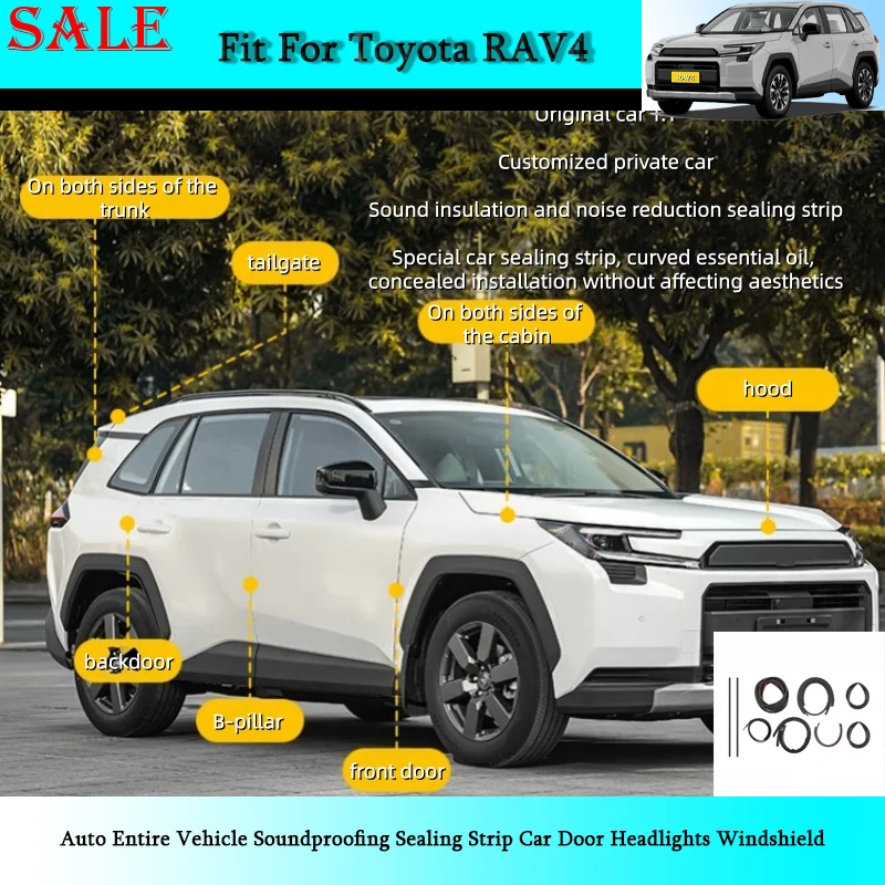 Fit for Toyota RAV4 2026 Auto Entire Vehicle Soundproofing Sealing Strip Car Door Headlights Windshield Auto Exterior Supplies
