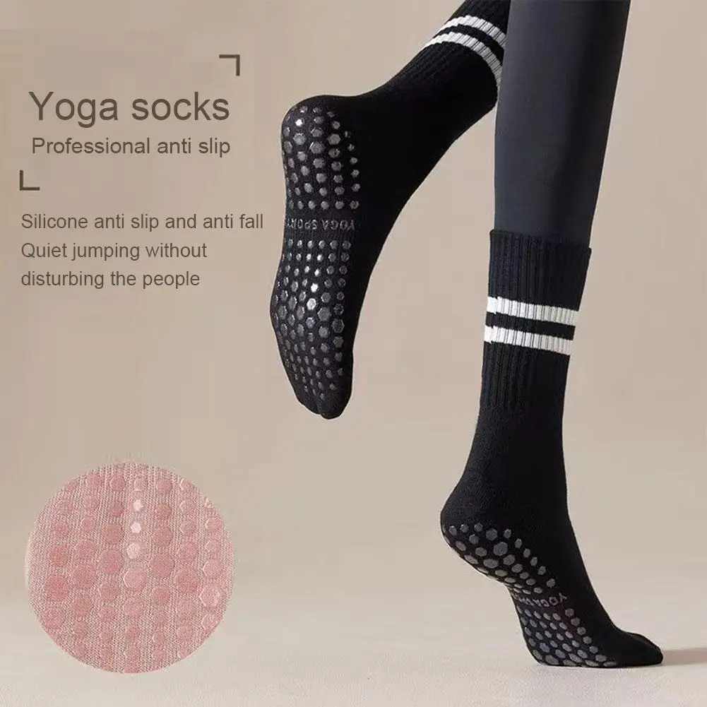 8 Colors Professional Anti Slip Yoga Socks Cotton Mid-tube Sports Socks Bottom Silicone Indoor Fitness Gym Dance Pilates Socks