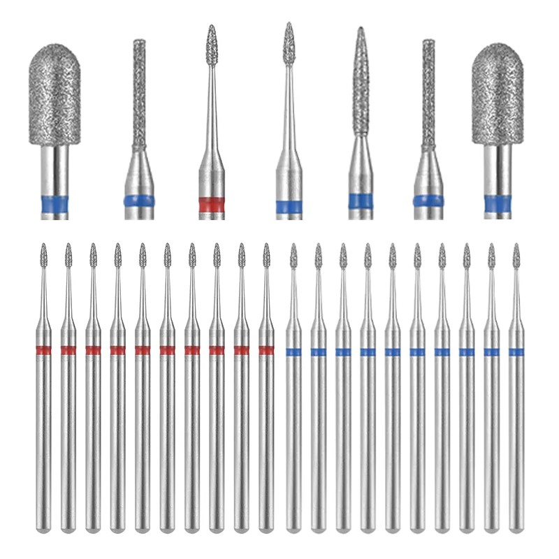 10個入りネイルドリルビットセット、キューティクルクリーニング用電動マニキュアドリルアクセサリー、235mmステンレス鋼ネイルミリングカッターセット