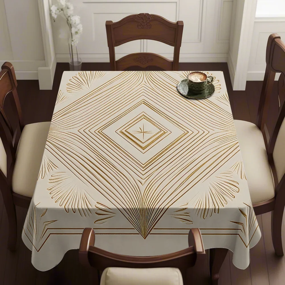 1PC, light white textured pattern, high-end creative printed square tablecloth, decorative item for the tabletopxzj