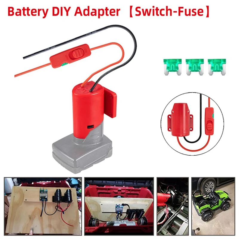 J1UL1N Battery Adapter For  12V With Switch Fuses & Wire Terminals Battery Adapter Power Tool Battery Converter Kit