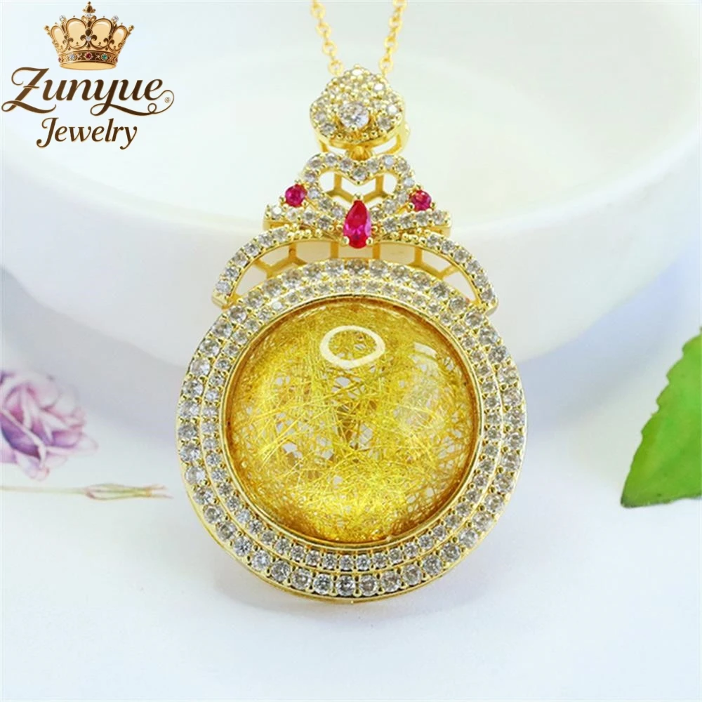 

Round Gold Hair Crystal Set With Diamond Hollow Three-Dimensional Pendant Luxury Quality Fashion Fine Jewelry Exquisite Charms