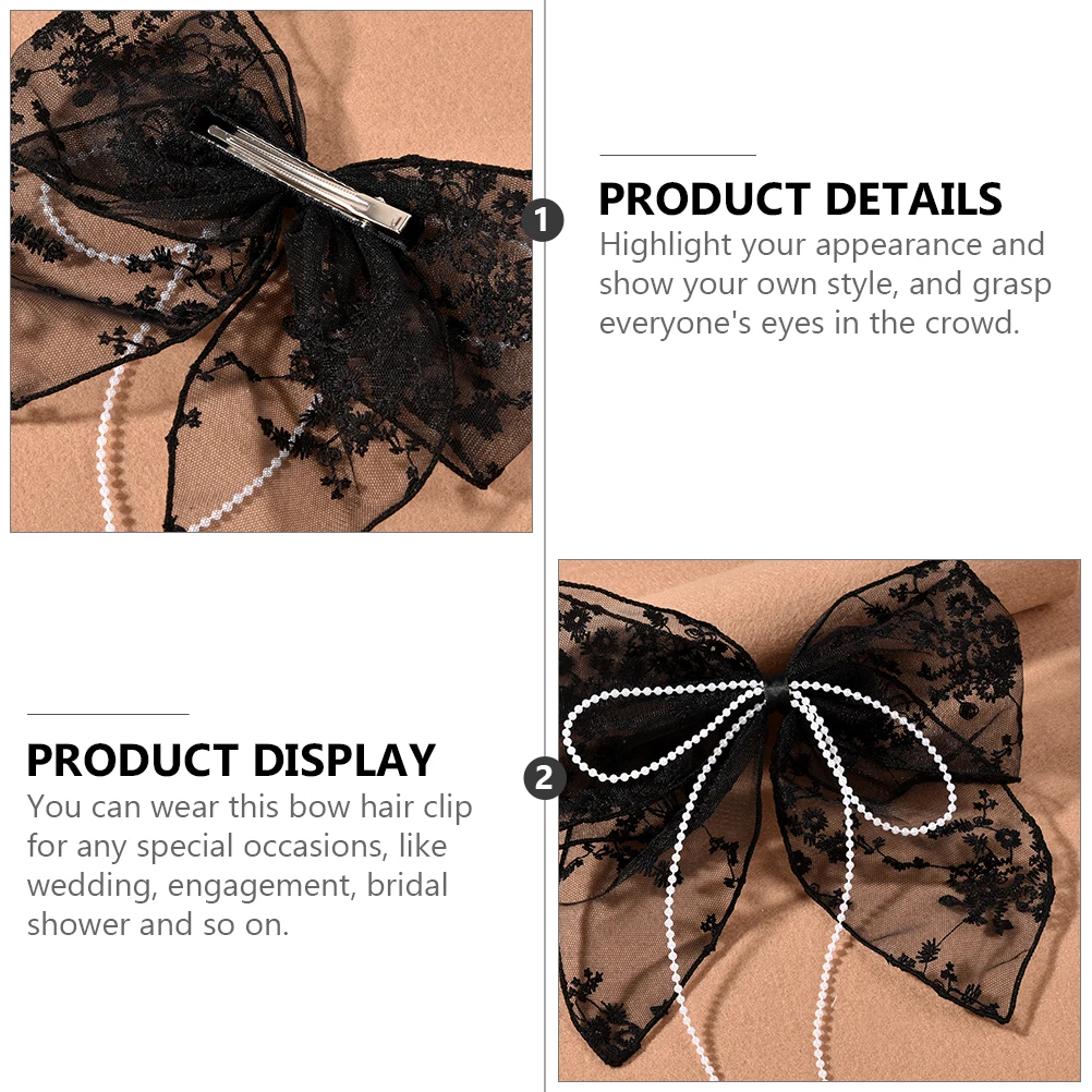 

Large Bow Clip Lace Bowknot Barrette For Thick Thin Curly Hair Wedding Bridal Hair Accessory Tool