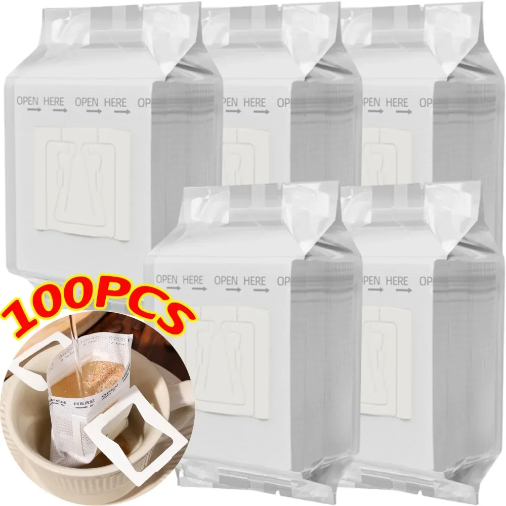 일회용 걸이식 귀 커피 필터, 휴대용 에코 프렌드 페이퍼 필터, 드립 타입 에스프레소 커피 티백, 100 개, 50 개