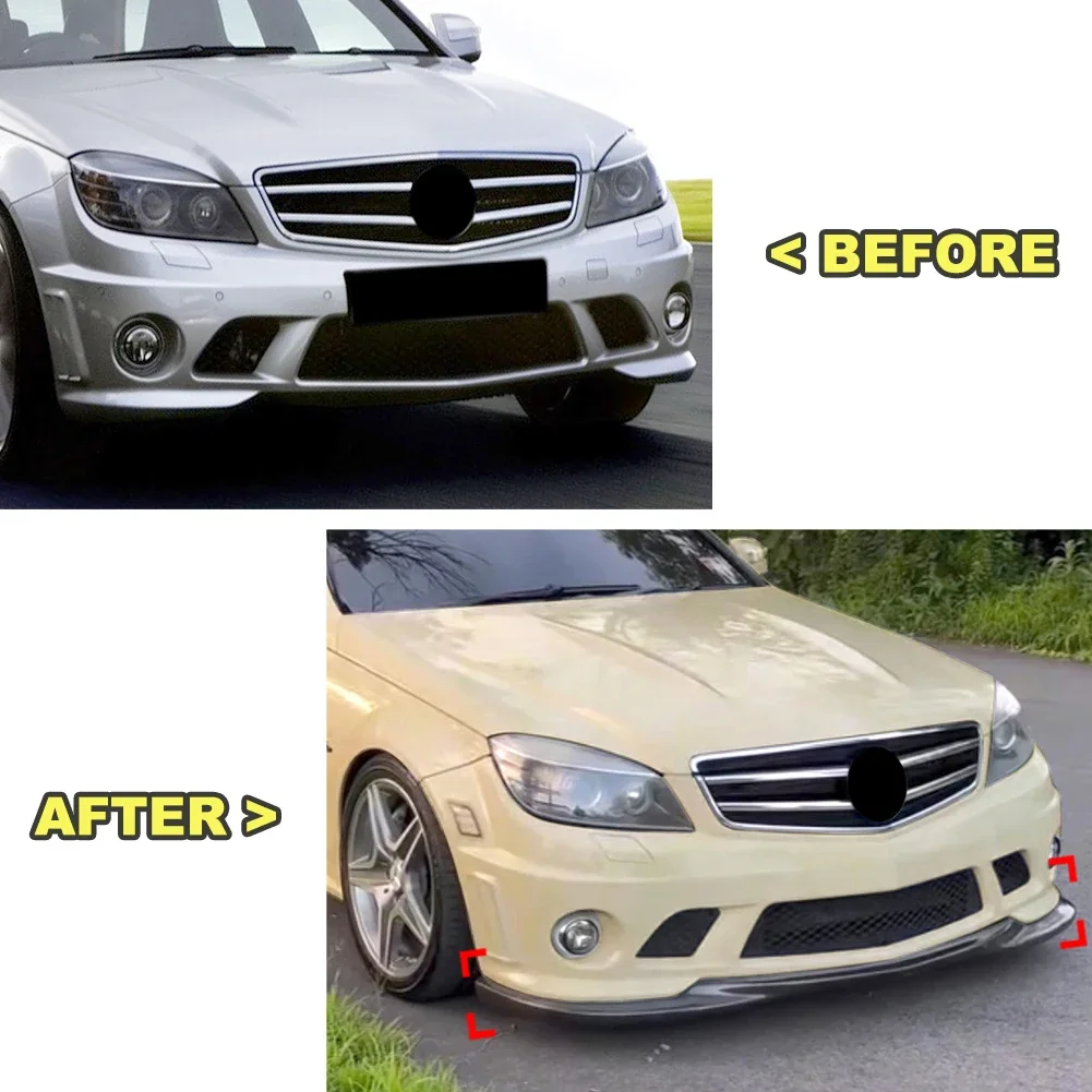 For Mercedes Benz C-Class C63 AMG W204 2007-2010 car Front Bumper Front Shovel Lip Spoiler Exterior Modification Auto Parts