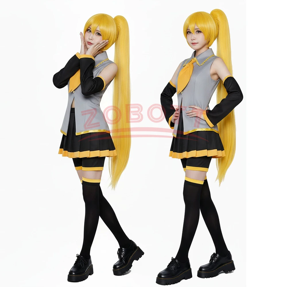 

Костюм для косплея Аниме Акита Неру, желто-серая модная униформа, полный комплект с аксессуарами, париками, костюм для Хэллоуина и сценических выступлений YL