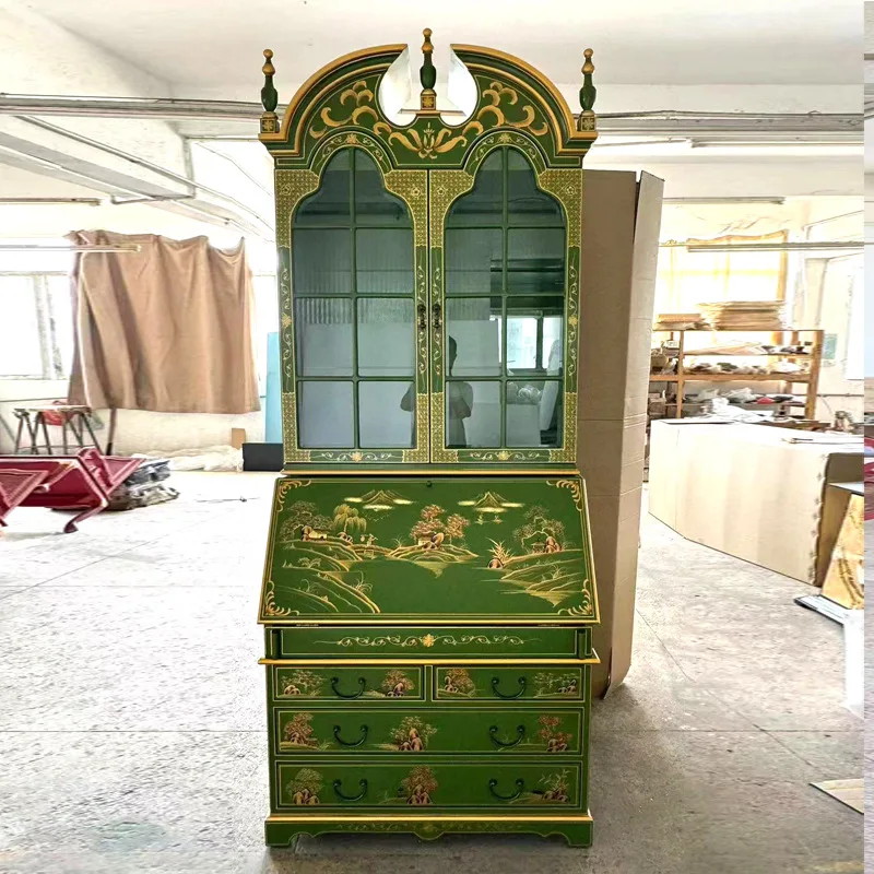 LTT green glass bookcase bright paint Bogu cabinet high-end display cabinet