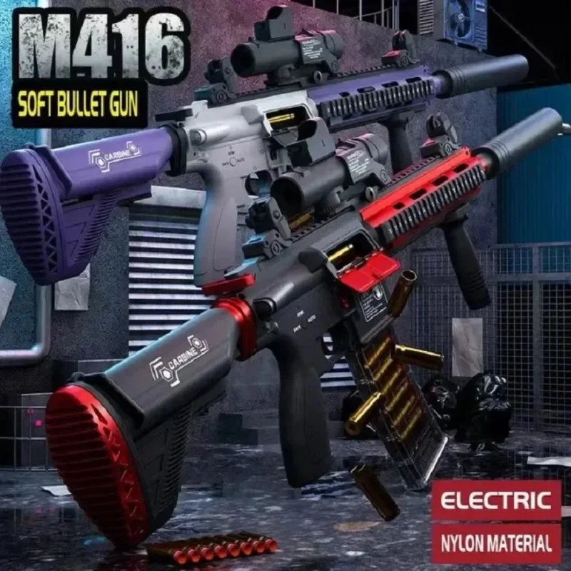 Kids Electric Auto Shell Ejection M416 Blaster Toy, Outdoor Interactive Shooting Game Simulation Assault Rifle For Boys
