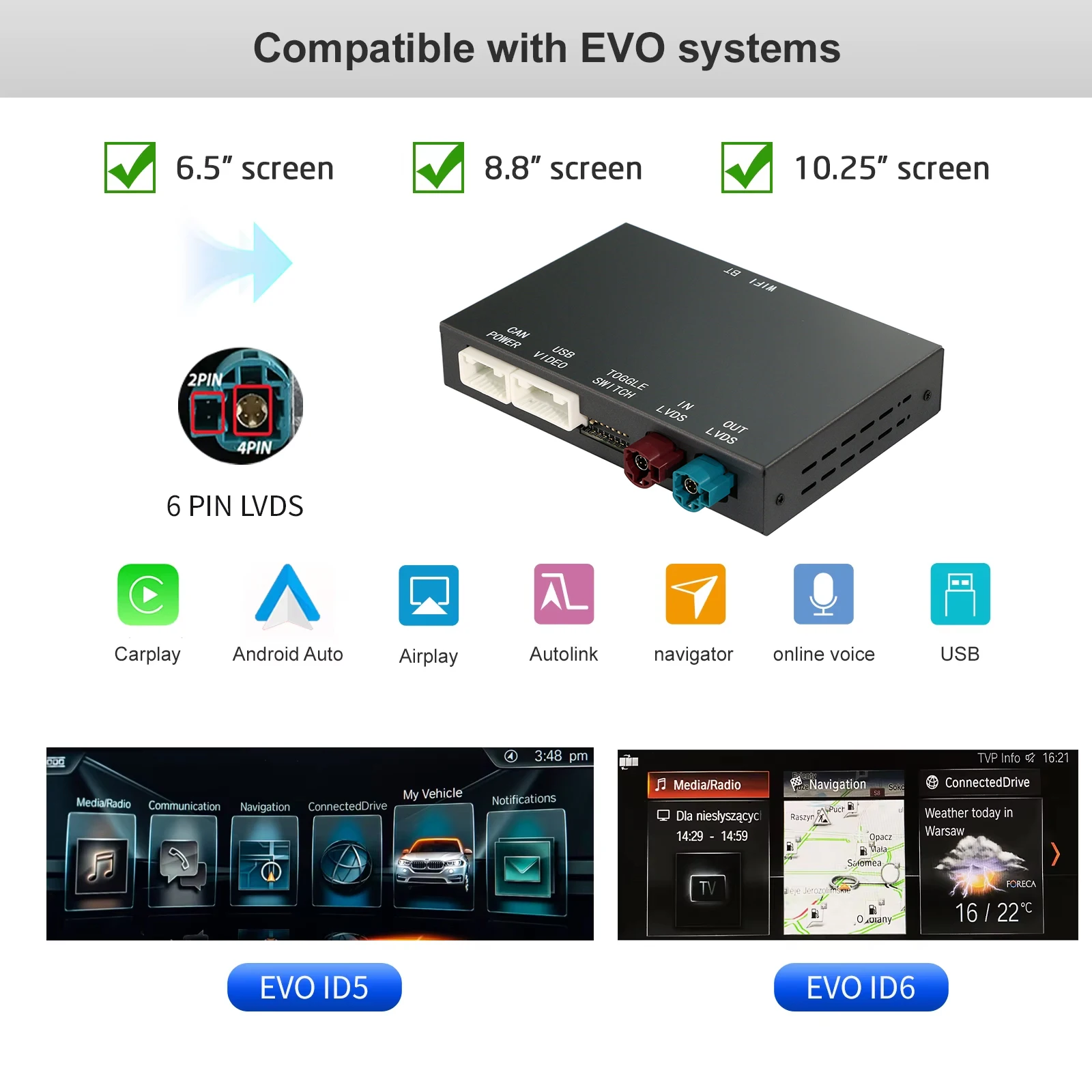 CARABC Wireless CarPlay for BMW NBT EVO 1 2 3 4 5 6 7 Series X1 X3 X4 X5 X6 MINI F56 F15 F16 F25 F26 F48 F10 F22 F20 F30 F32