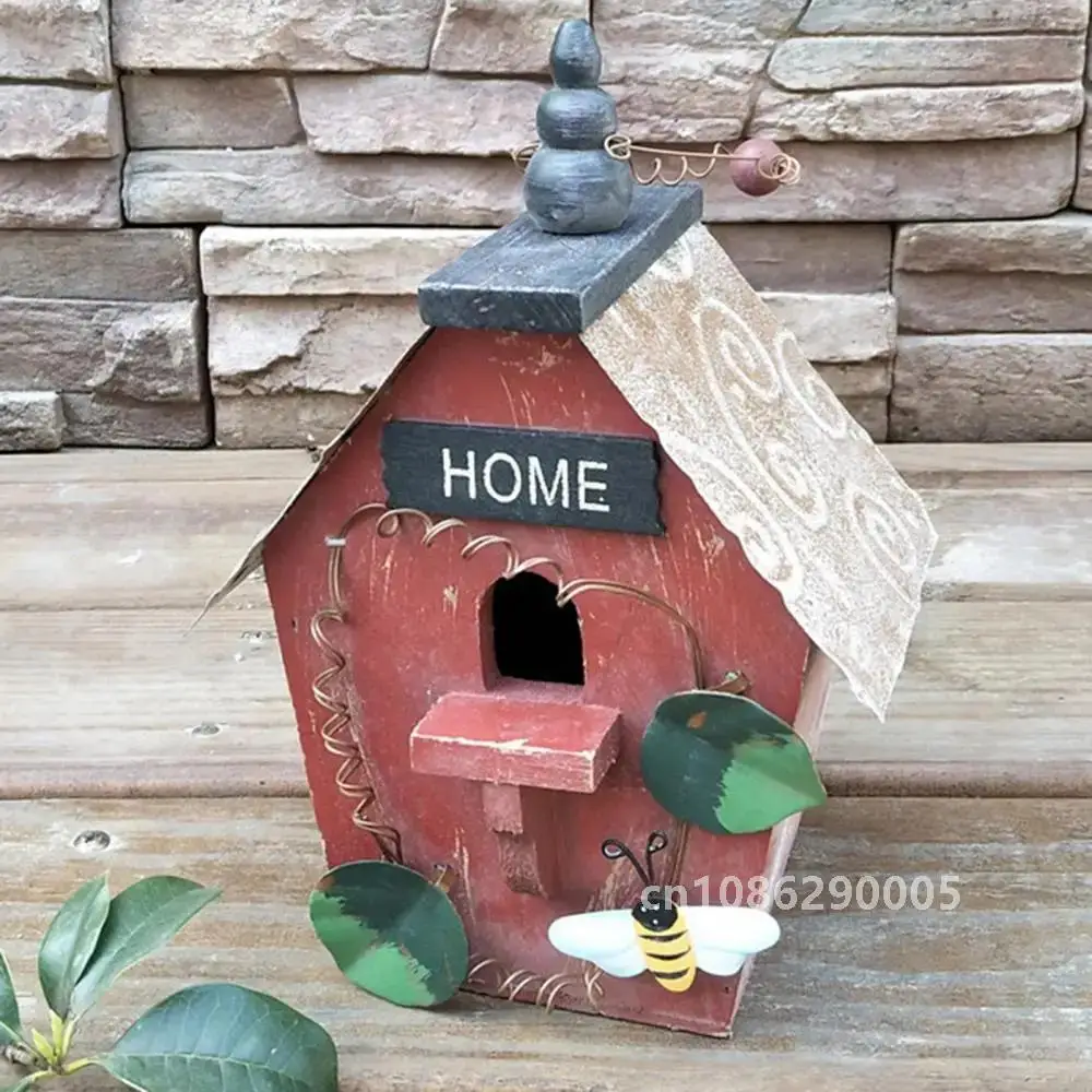 Bird House Birdcage Painting Outdoor Garden Yard Hanging Cottage Feeder Nest Crafts Birdhouse Pet Products Bird Accessories