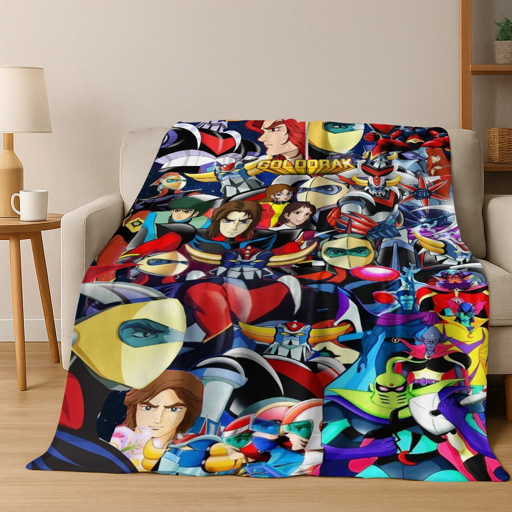 Classics  UFO Robot Grendizer U Cartoon Flannel Blanket,Cozy Soft Throw Blanket for Home Bedroom Bed Sofa Picnic Cover Gift Kid