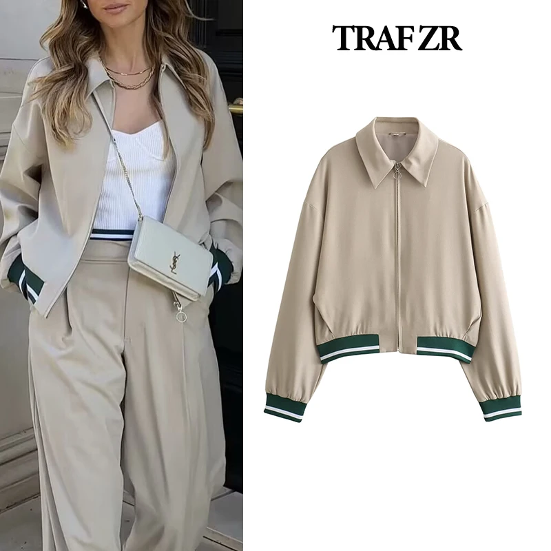 TRAF ZR Pretty Jackets Women\'s Bomber Jackets Women Summer 2024 Women\'s Coats Elegant Korean Style Golf Wear Jackets