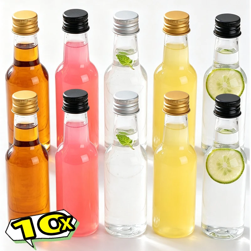 10PCS 50ml 1.7oz Mini Liquor Bottles Small PET Spirit Bottle Wedding Mini Wine Bottles Plastic Alcohol Shot Bottle Party Favors