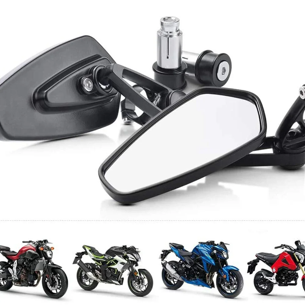Motorcycle Handlebar Side Mirror 7/8" 22mm Motorcycle Rearview Mirror Handlebar Mirror Suitable for Motorcycles and Scooters
