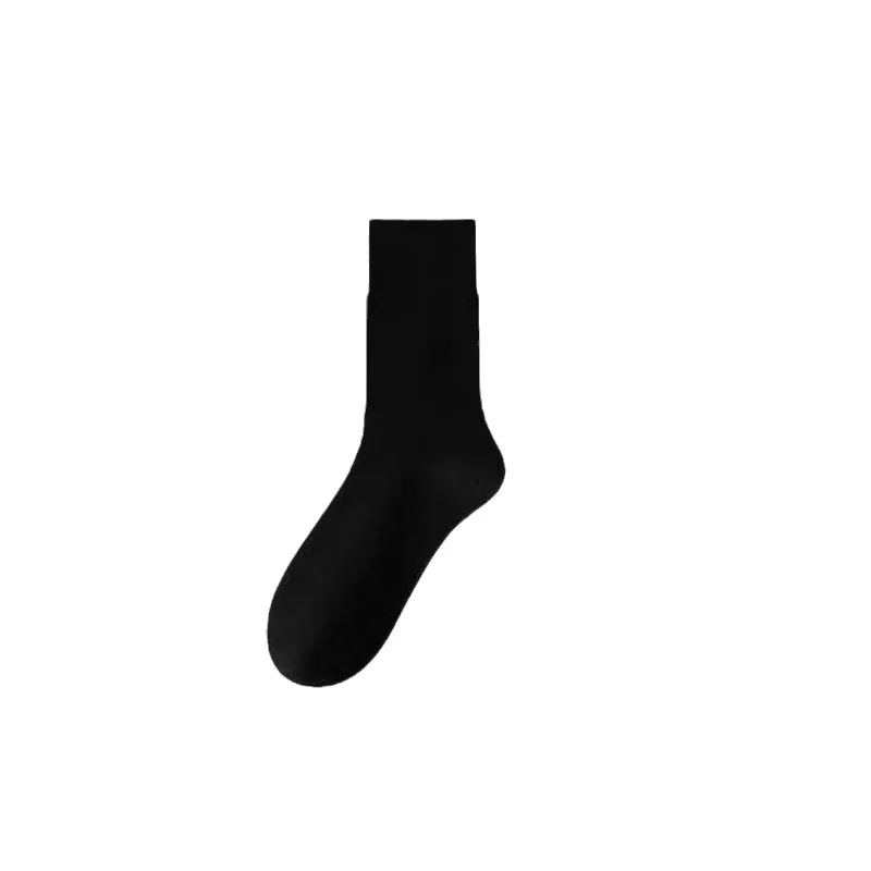 1 Pair Cotton Socks Medium Tube Knitted Loose Long Soft Solid Color Crew Casual Sock Black White Breathable Spring Autumn