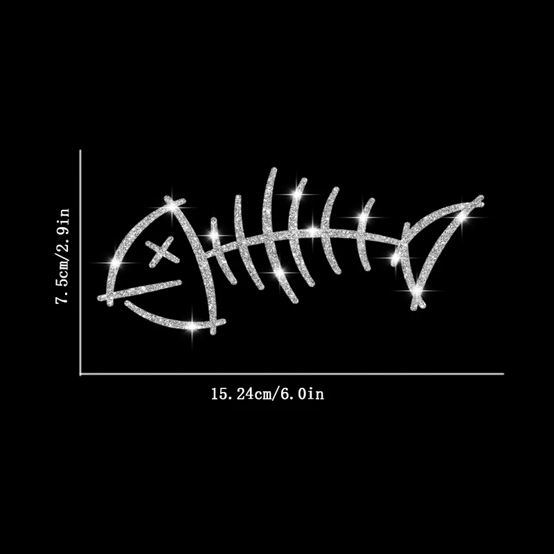 Cartoon Dead Fish Bones Decal, Shiny Sticker, Wall Sticker, Doors Sticker, Car Sticker, Car Window Decoration, Vinyl Sticker