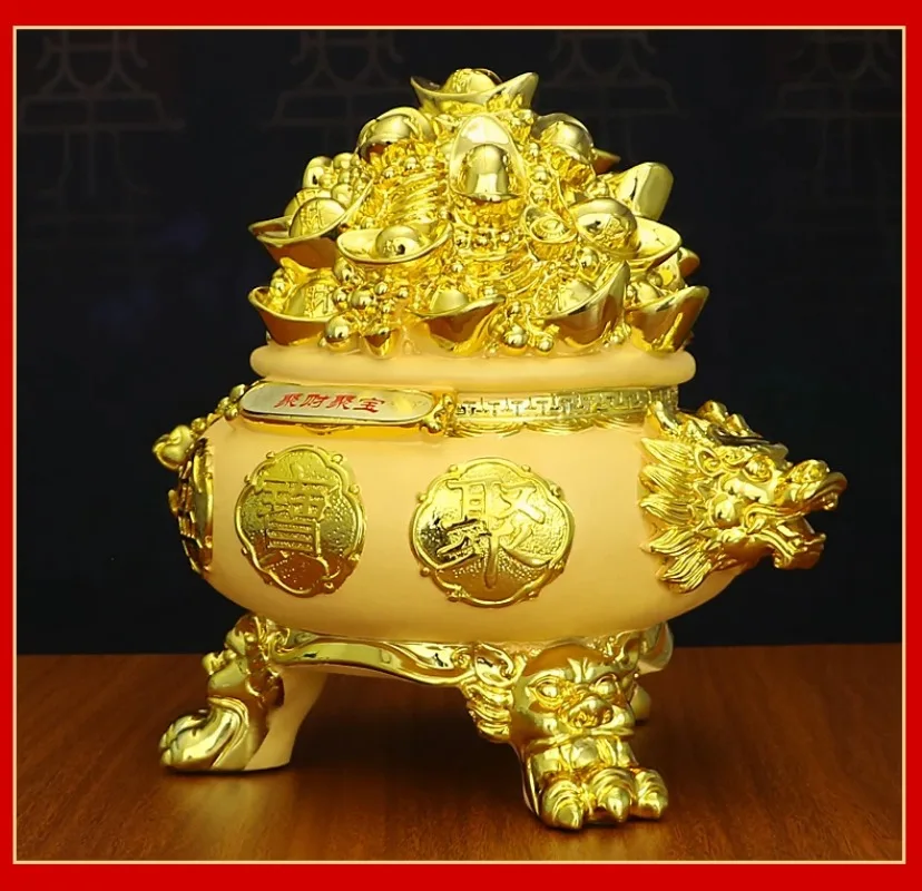 Lucky Piggy Bank Coin Bank Saving Pot Money Bank Feng Shui Ingot Yuan Bao Treasure Basin Wealth Housewarming Gift