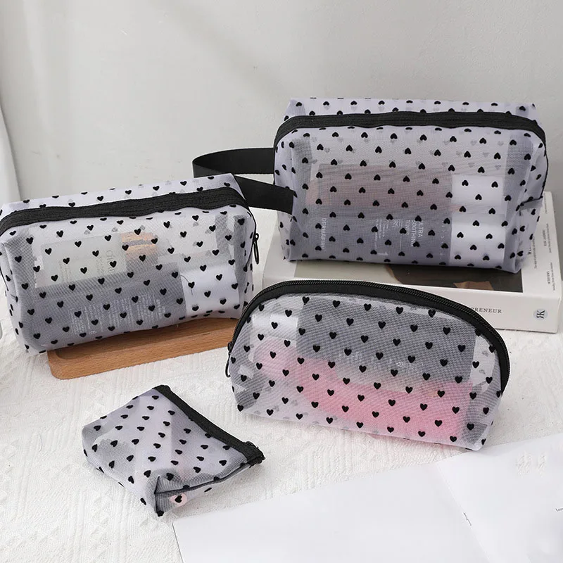 Mesh Clear Cosmetic Bags for Women Makeup Storage Organizer Bag Travel Toiletry Pencil Case Lipstick Brush Transparent Case