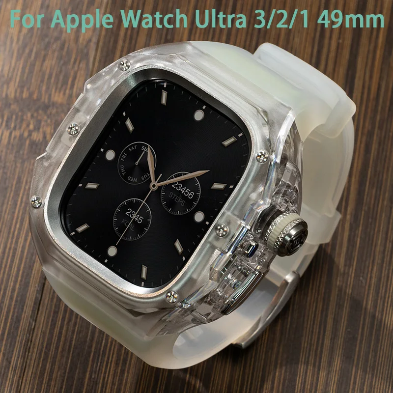 HOT Luxury Modification Kit for Apple Watch Ultra 3/2/1 49mm Case+Strap for Iwatch 49mm Screen Protector Cover Bumper Bracelet