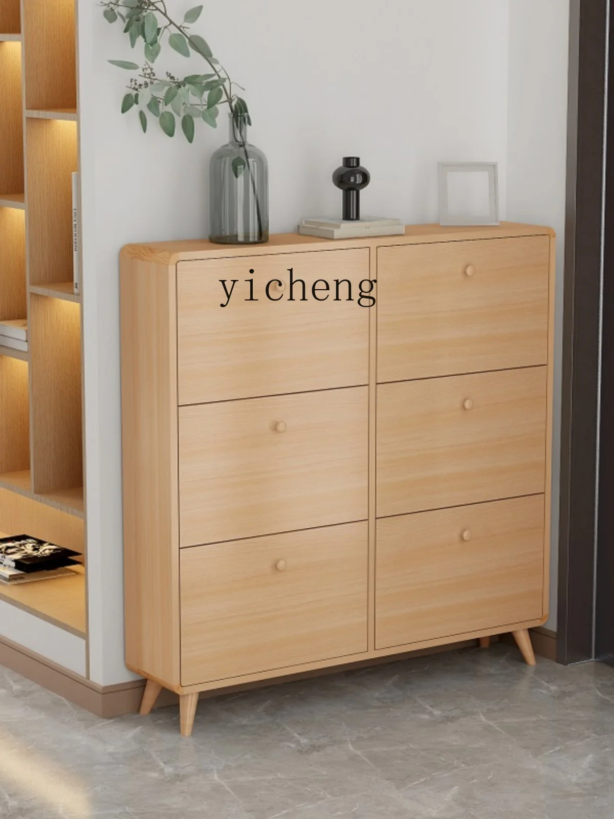 ZC Ultra-Thin Shoe Cabinet Tilting Type 15cm Solid Wood Simple Modern Small Apartment Home