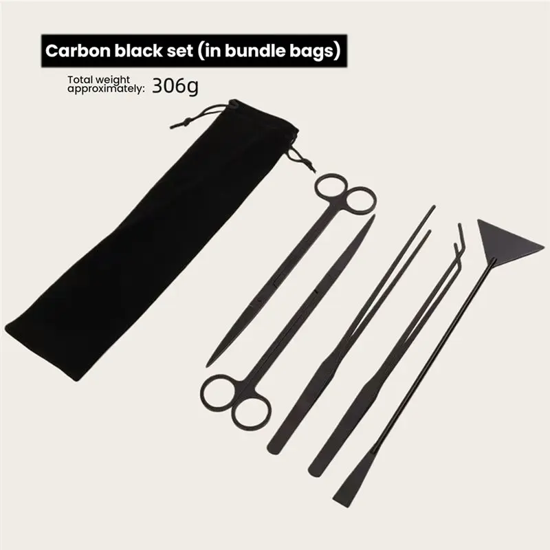 ABLK 5 Pcs Aquarium Tools Kit Aquascaping Tool Set For Aquatic Plants, Includes Flat Sand Shovel