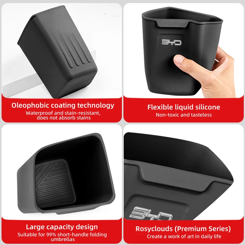 Silicone Car Interior Storage Box Portable Garbage Can Organizer Accessories For BYD Shark 6 M6 G3 G5 T3 E2 F3 I3 F0 F6 S6 S8 E5 5