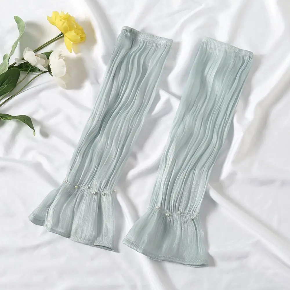 

Lace Ice Silk Sleeves Gloves Transparent Pearl Summer Sunscrean Sleeves Sports Sleeves Cycling Sleeves Driving Arm Sleeves